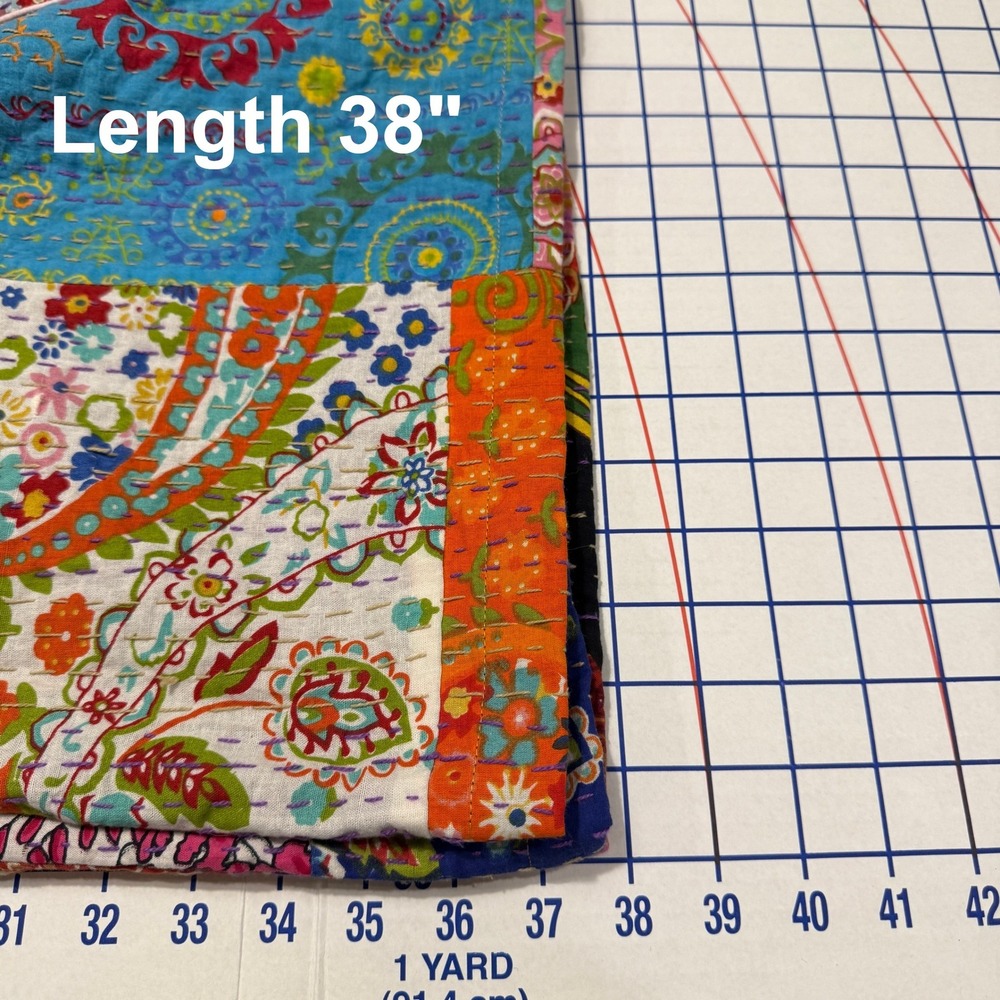 Handmade Kantha Quilt Robe Women OS Multi Patchwork Cotton Kimono Jacket Boho - Picture 10 of 13